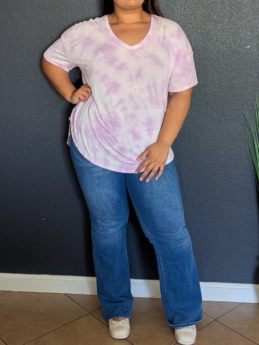 time and tru purple tie dye top